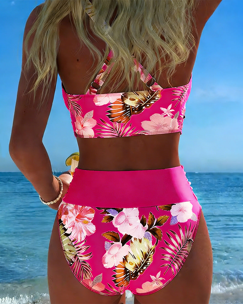 Joséphine | Bikini à Fleurs Contrasté