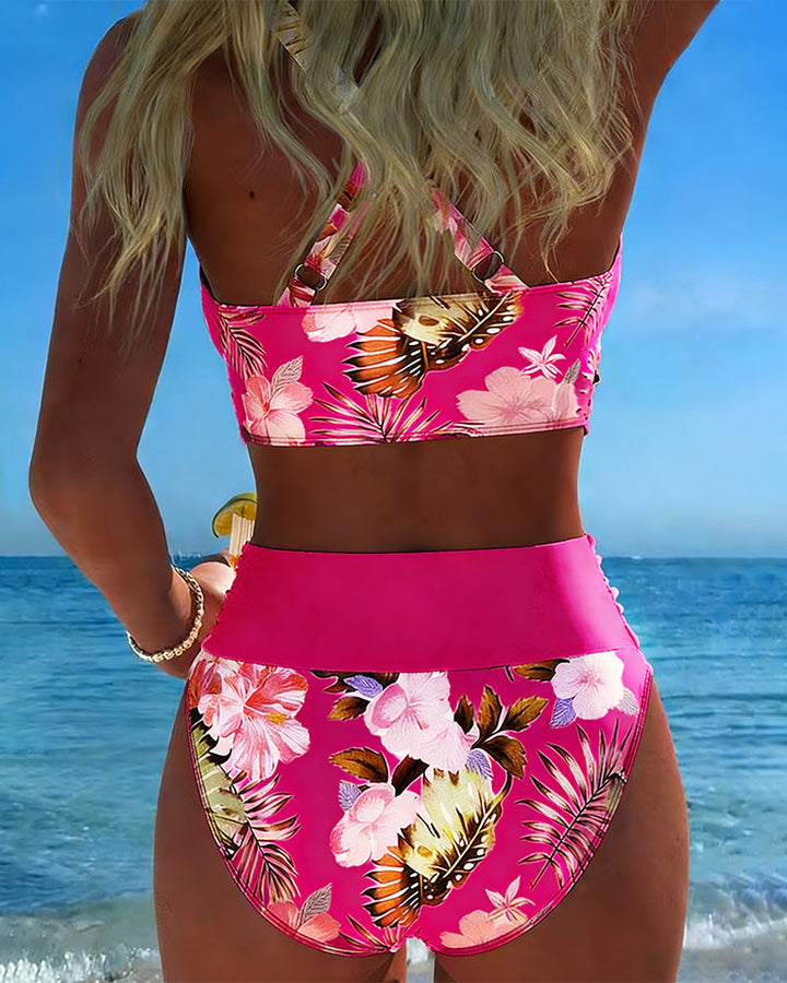 Joséphine | Bikini à Fleurs Contrasté