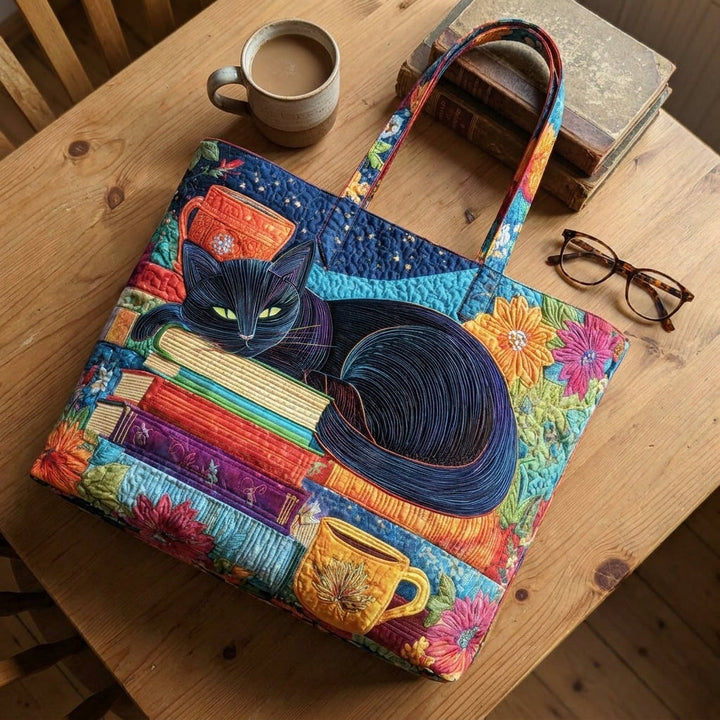 Sac Artisan - Chat Noir avec Livres et Tasses