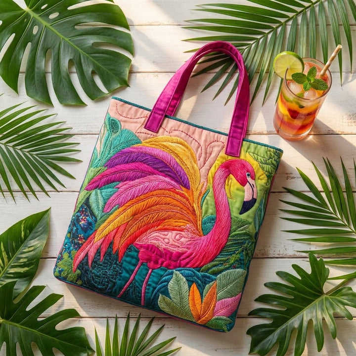 Sac fourre-tout matelassé - Flamant arc-en-ciel
