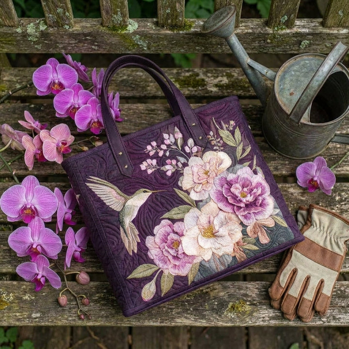 Sac Artisanal Matelassé - Colibris et Orchids