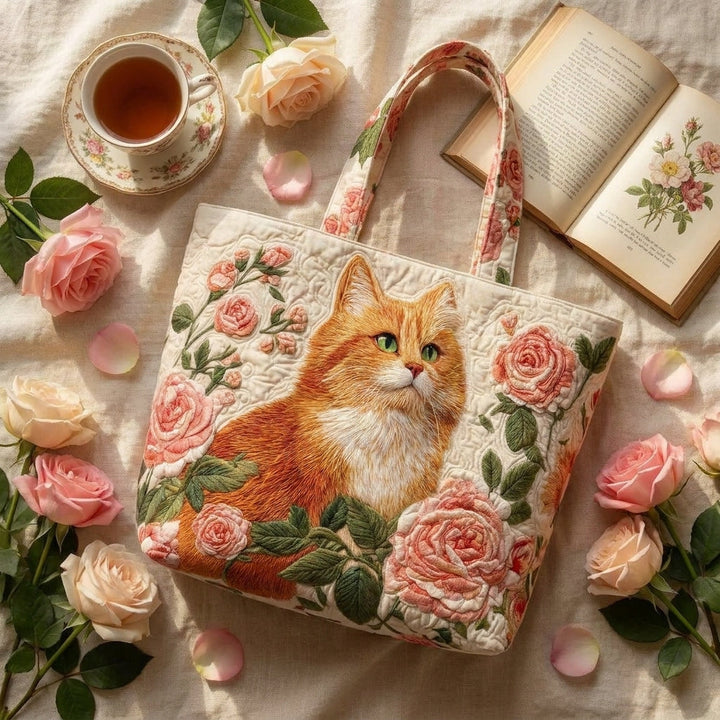 Sac Artisan - Chat Orange avec Roses