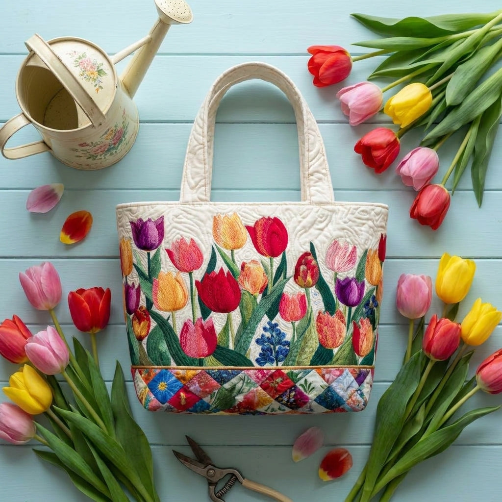 Sac en toile matelassé - Jardin de Tulipes