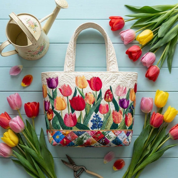 Sac en toile matelassé - Jardin de Tulipes