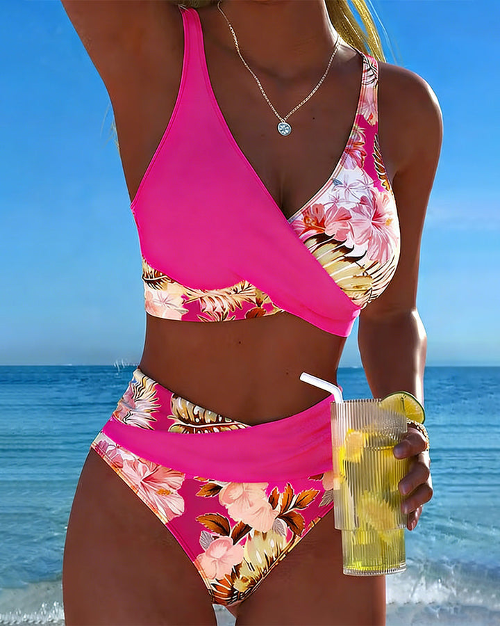 Joséphine | Bikini à Fleurs Contrasté