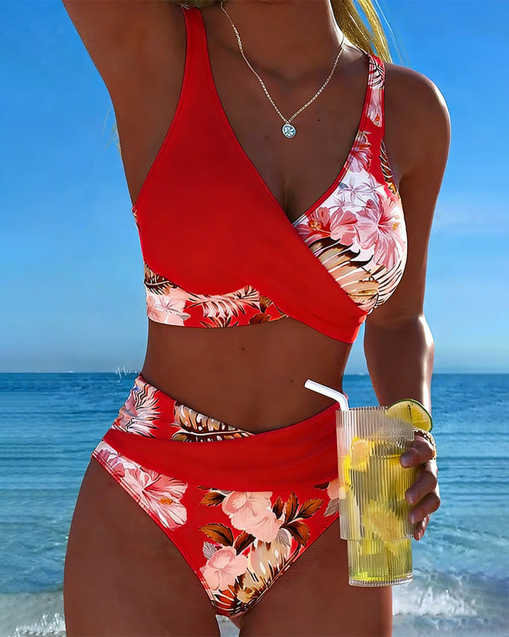 Joséphine | Bikini à Fleurs Contrasté