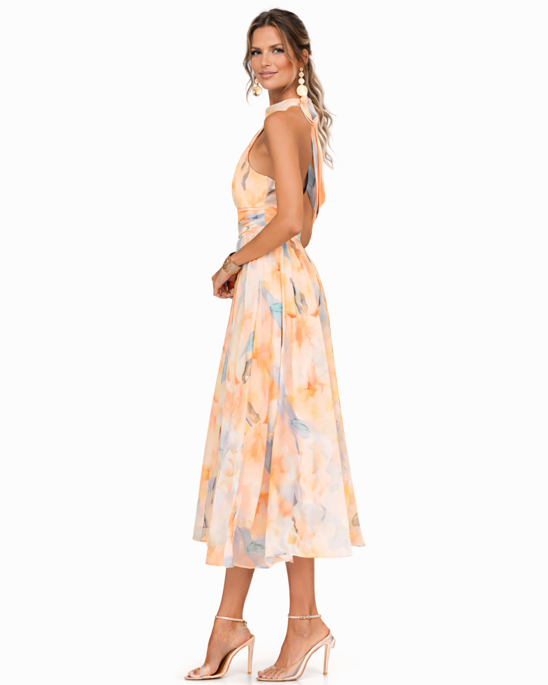 Aurora | Robe à décolleté halter et impression aquarelle