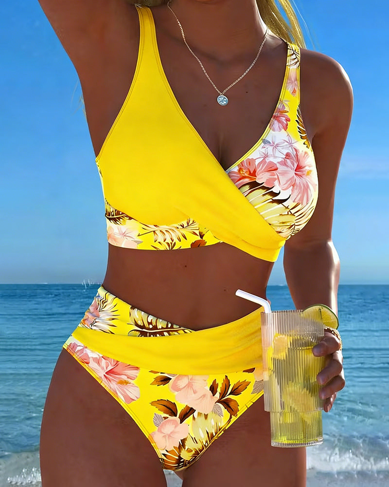 Joséphine | Bikini à Fleurs Contrasté