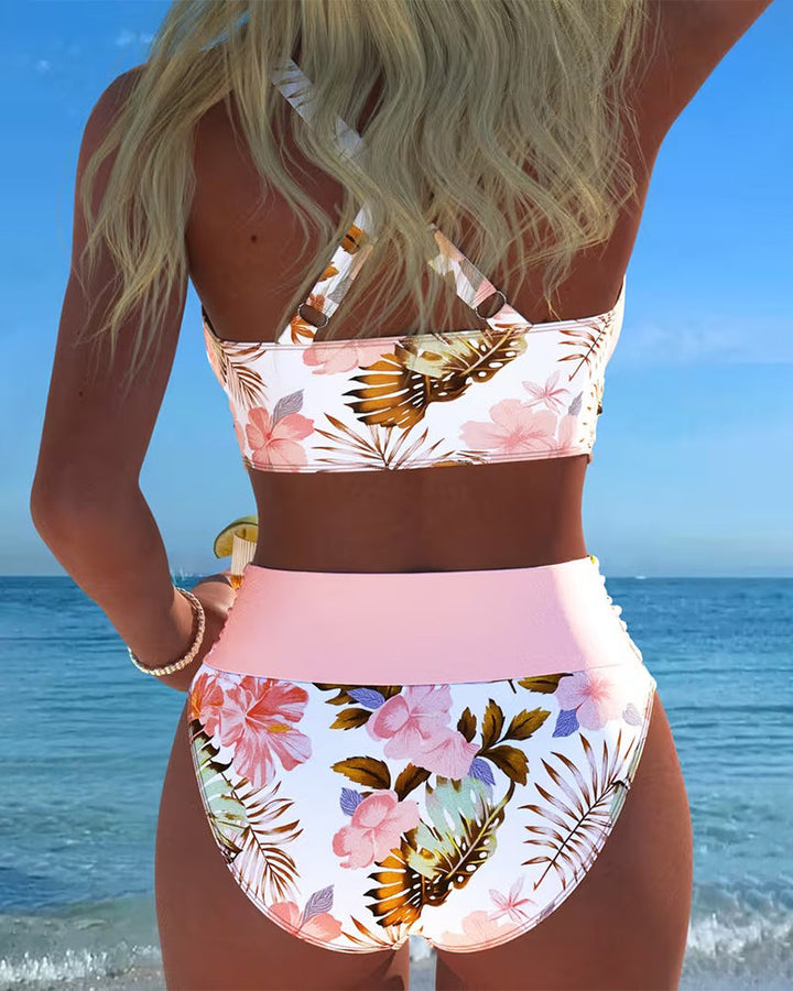 Joséphine | Bikini à Fleurs Contrasté