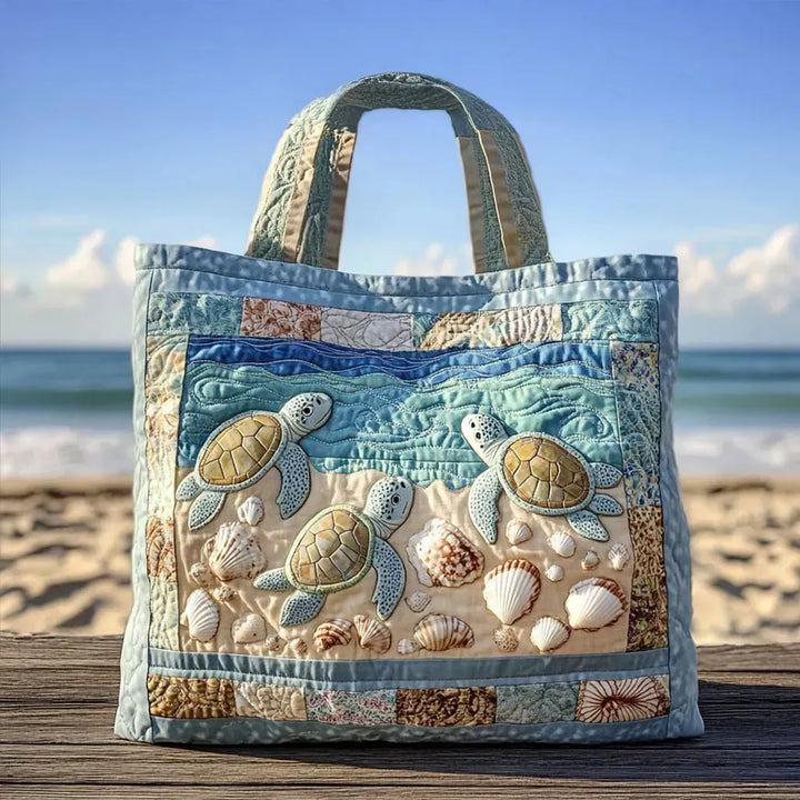 Sac fourre-tout matelassé artisanal - Tortues marines