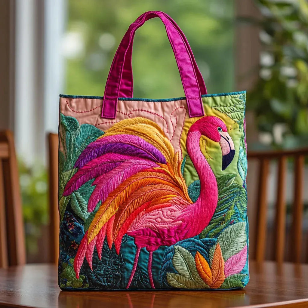 Sac fourre-tout matelassé - Flamant arc-en-ciel
