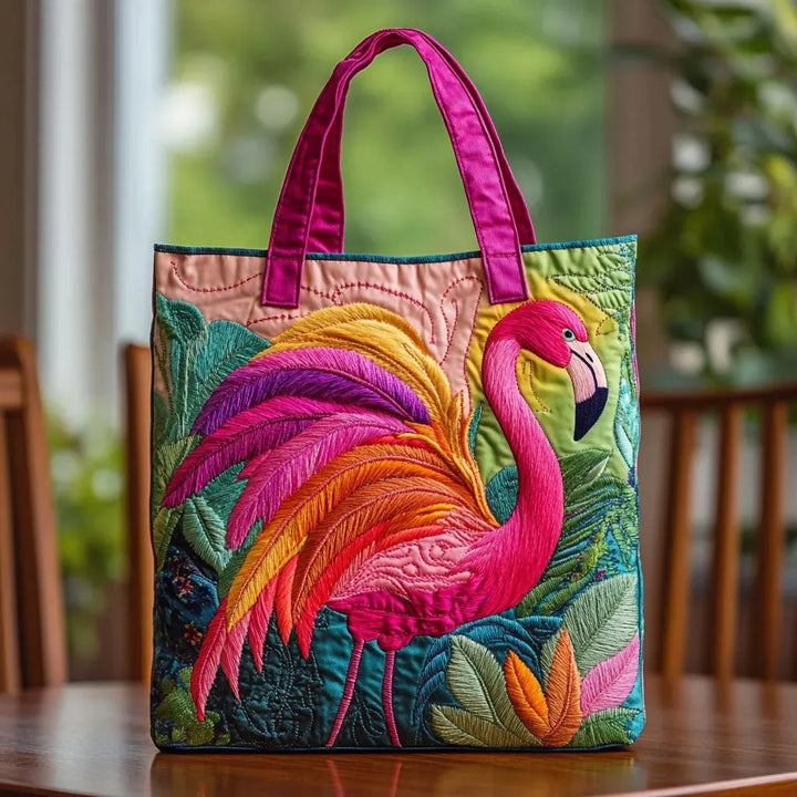 Sac fourre-tout matelassé - Flamant arc-en-ciel