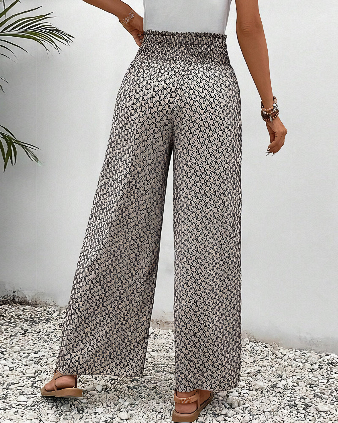 Gabrielle | Pantalon Palazzo Imprimé Élégant