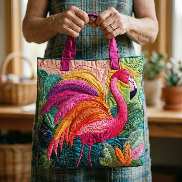Sac fourre-tout matelassé - Flamant arc-en-ciel